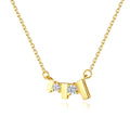S925 Pure Silver Simple Lucky Bar Necklace 14K Gold Plated Jewelry Handmade Clear Diamond Cubic Zircon Choker Necklace for Women