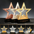 Professional Crystal Trophy Five-Pointed Star Laser Engraved Custom Logo Lettering Polished Technique DIY Free Printing