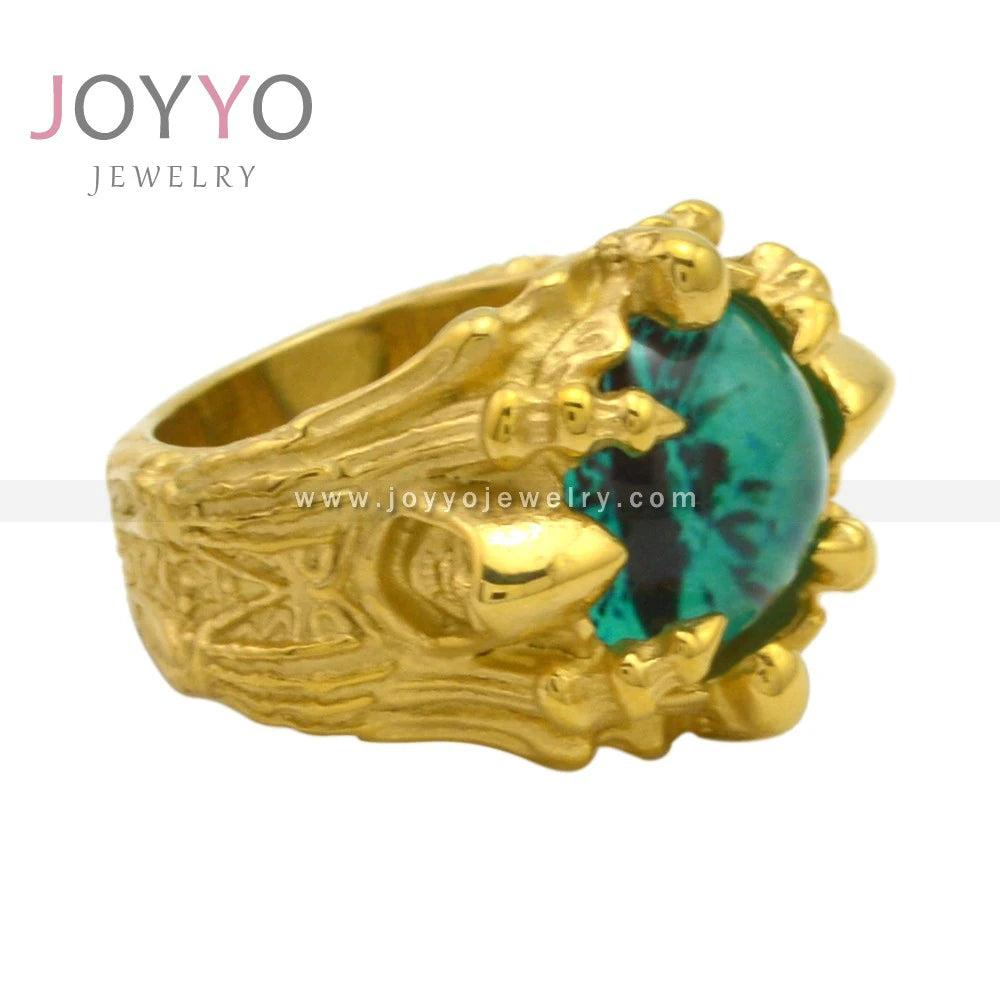 Wholesale Cool Retro Dragon Claw Eyes Punk Stainless Steel Retro Cute Simple Design Owl Ring Multicolor Eyes Ring
