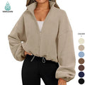 2024 New Lightweight Women's Sportswear Windproof Long-Sleeved Gym Exercise Fitness Yoga Jacket Stand Collar Printed for Running