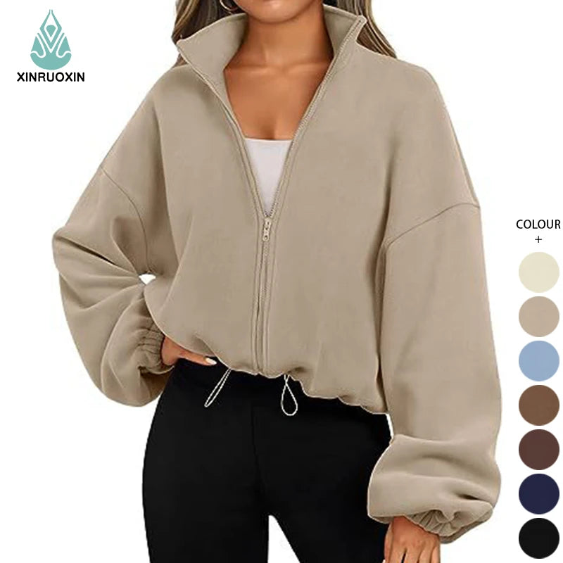 2024 New Lightweight Women's Sportswear Windproof Long-Sleeved Gym Exercise Fitness Yoga Jacket Stand Collar Printed for Running