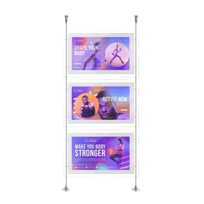 Aiyos 21.5 Inch Shop Window Display High Brightness Multi Screens Lcd Advertising Hanging Display for Real Estate Hotels