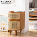 WISEMAX FURNITURE Modern Bedroom Furniture Walnut Color Solid Wood  Bedside Table Cylindrical Shape Two Drawer Wooden Nightstand
