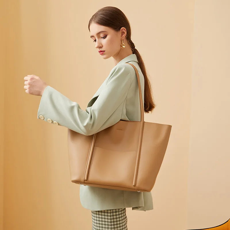 Luxury Handbag Custom Wholesale Charm Office Duffle Cow Genuine Real Leather Tote Hand Bag Women Ladies Female 2022