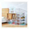 Brown PP Plastic Eco-Friendly Injection-Molded Foldable Rectangle Shoe Box 14x10x4 XXL Side Open Save Space Home Storage