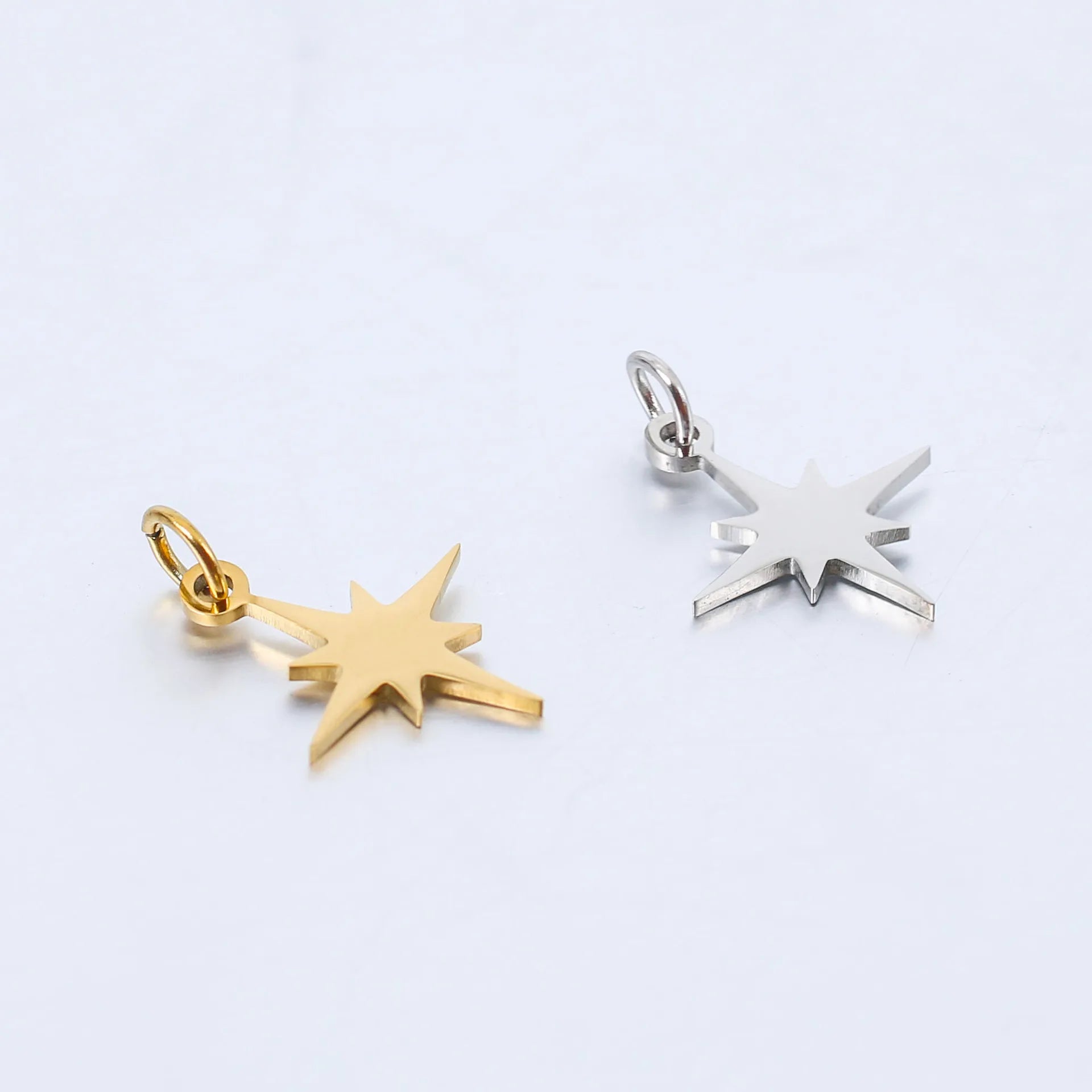 Ins Style Two-Sided Mirror Stainless Steel Five-Pointed Star Pendant for DIY Necklace Bracelet Jewelry Making (SZ076)