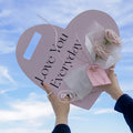 Christmas Holiday Gift Handle Flower Bag Heart Shaped Flowers Single Rose Wrapped Gift Paper Bag for Flower Packaging