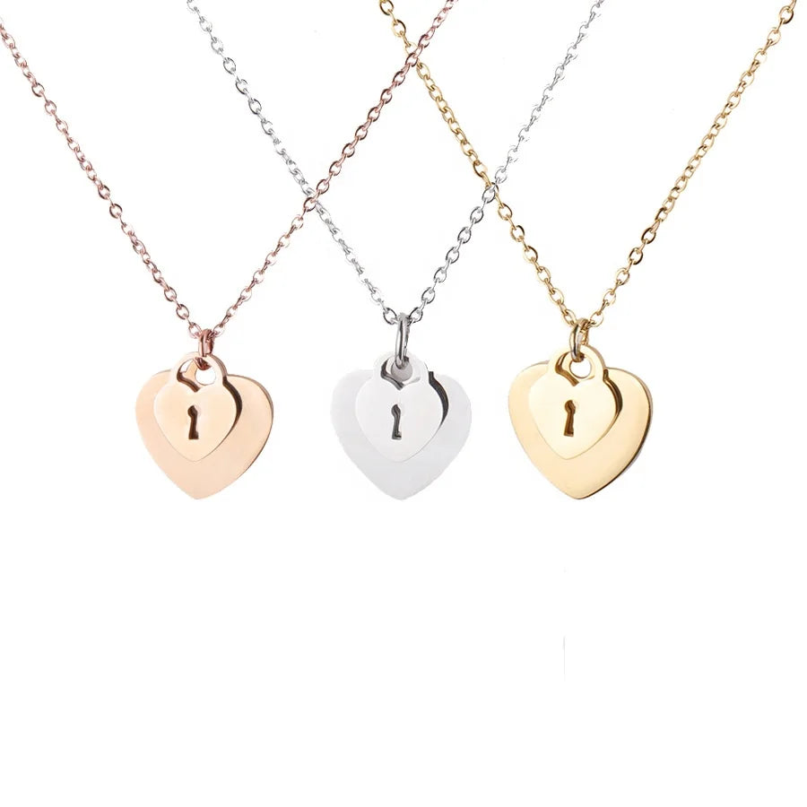 Lover Heart Padlock Necklace Padlock Collar Choker Necklaces for Men Women 24 Inch 2023