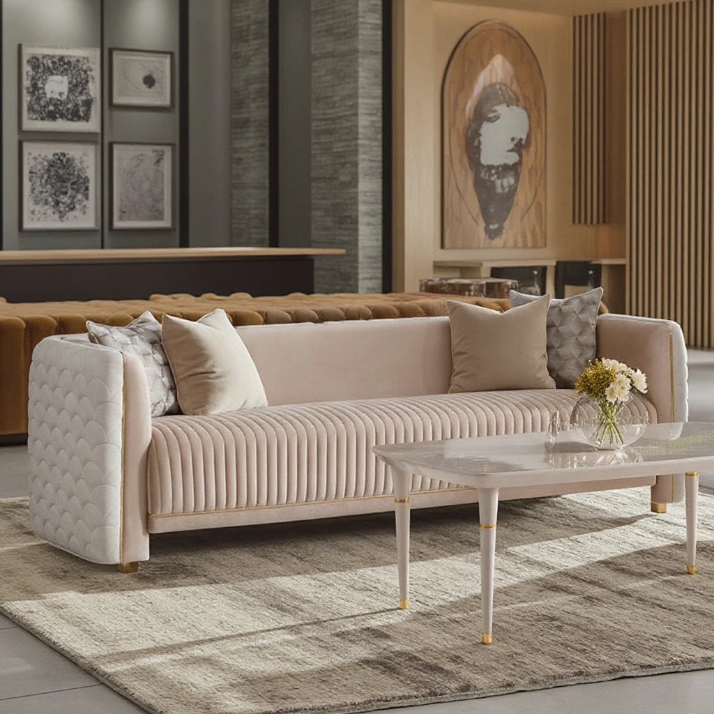 Wholesale Modern Square Shaped Sofa Set Luxurious Living Room Furniture