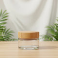 15g Bamboo clear Glass Container Cosmetic Bamboo Jar With Bamboo Lid