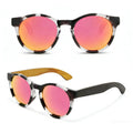 Black-and -White Striped Round Artistic Style Polarized Sunglasses Safety Plastic Front for Road Trips