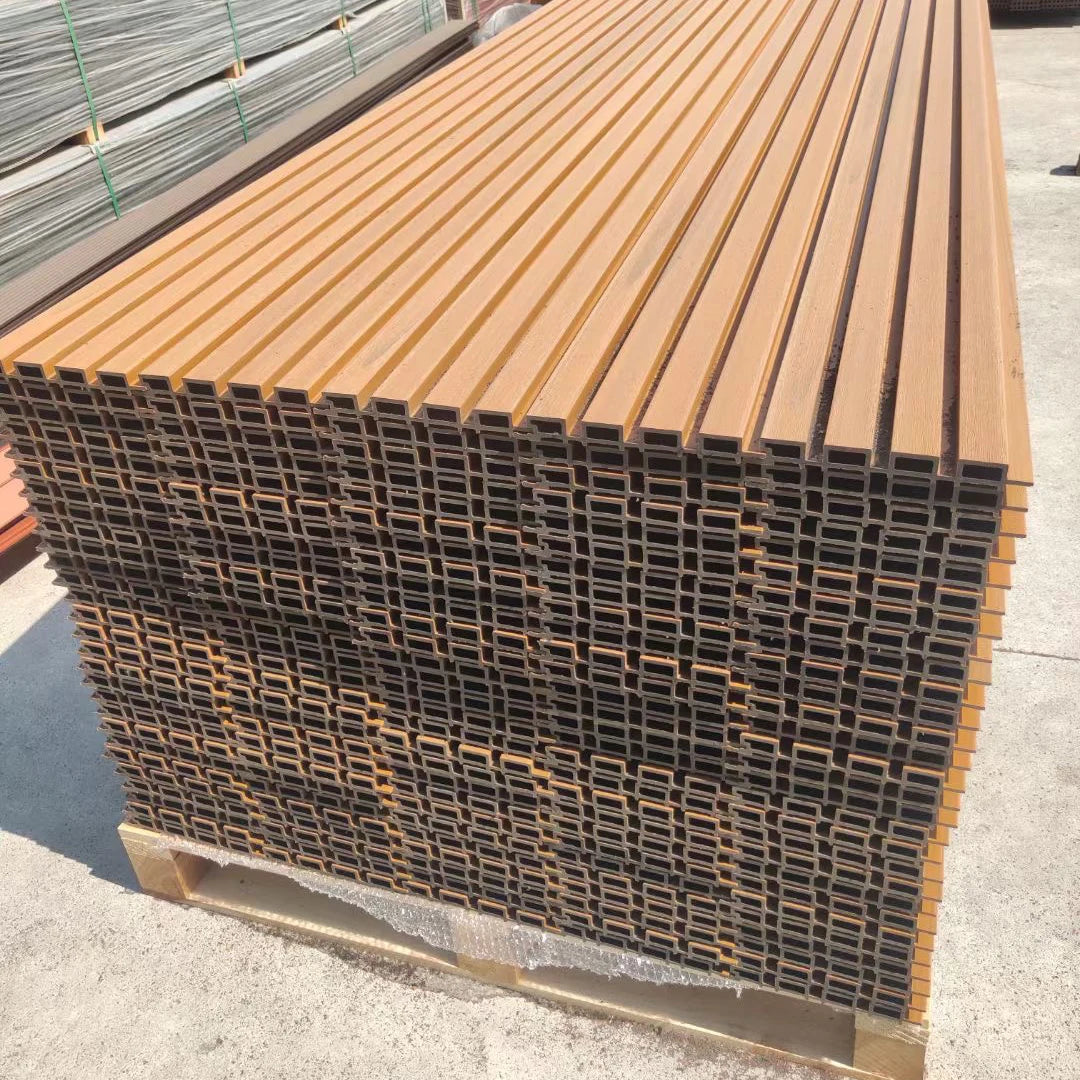 WPC Panel Outdoor WPC Fluted Wall Panel Co-Extrusion PVC for Hotel Home Interior Decor PVC Cladding