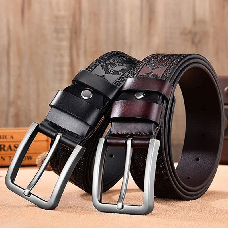 Factory Direct Sale European and American Retro Embossed Casual Belt