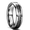 OAHLAN 6mm 8mm Tungsten Carbide Rings Men Women Silver Beveled Edge Celtic Knot Rings Black Carbon Fiber Inlay Wedding Bands