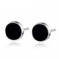 2022 New Simple Korean Round Black Agate Earrings 925 Sterling Silver Gold Plated Trendy Wholesale Women's Earrings