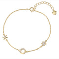 Fashionable Delicate 925 Sterling Silver 18k Gold Plated Zirconia Star Adjustable Charm Bracelet