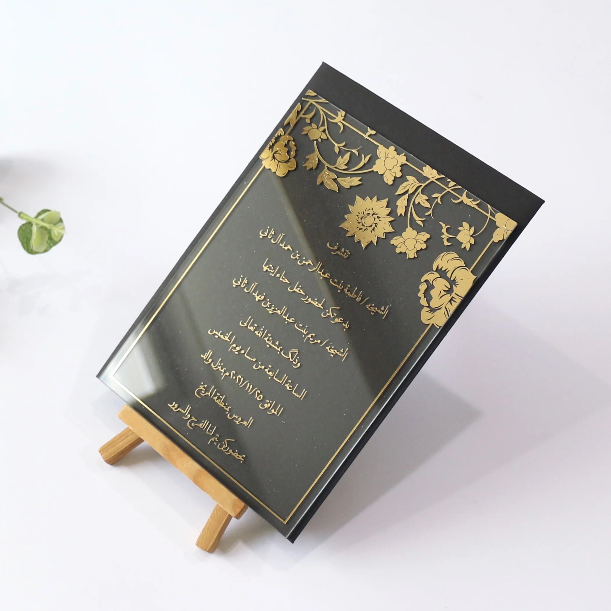 New DIY Craft Transparent Acrylic Invitations Luxury Wedding Clear Acrylic Invitation Cards Gold Foil Paper Cover Tags Music