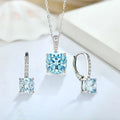 Party Jewelry for Women Real 925 Sterling Silver Princess Cut London Blue Topaz Solitaire Earrings Necklace Jewelry Set