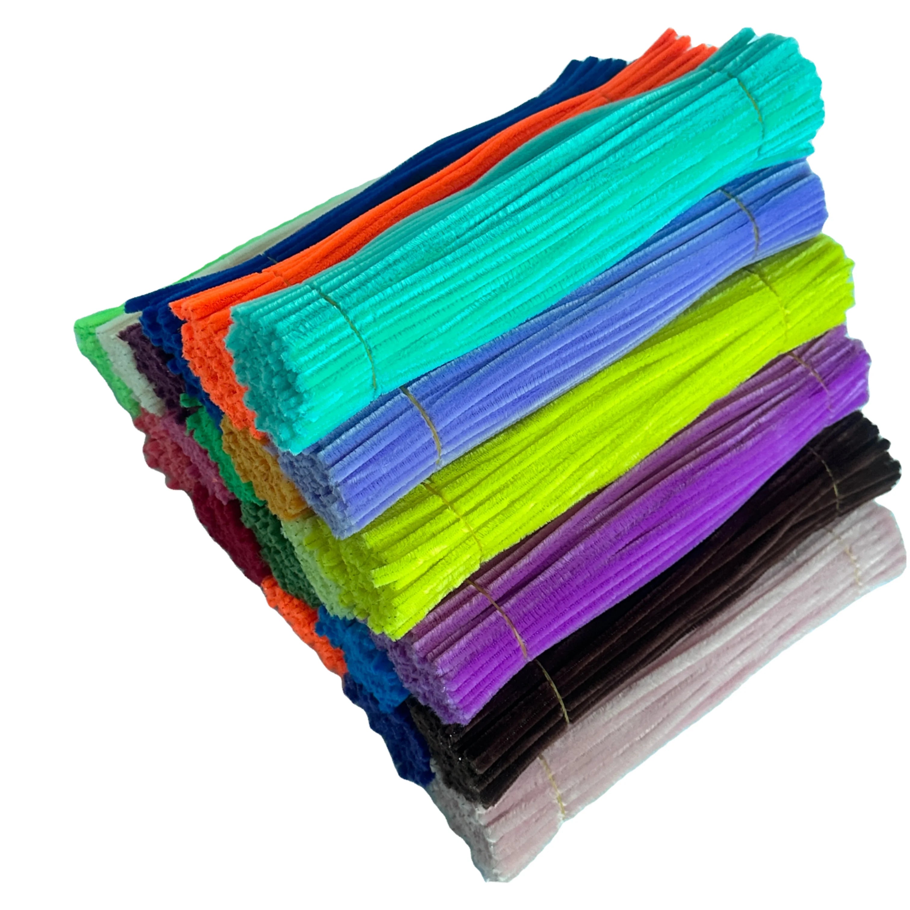 Wholesale 100pcs/bundle Fuzzy Wire DIY Creativity 6mm/8mm/10mm Bulk Chenille Stems Pipe Cleaners for Crafts Unisex Gift Craft