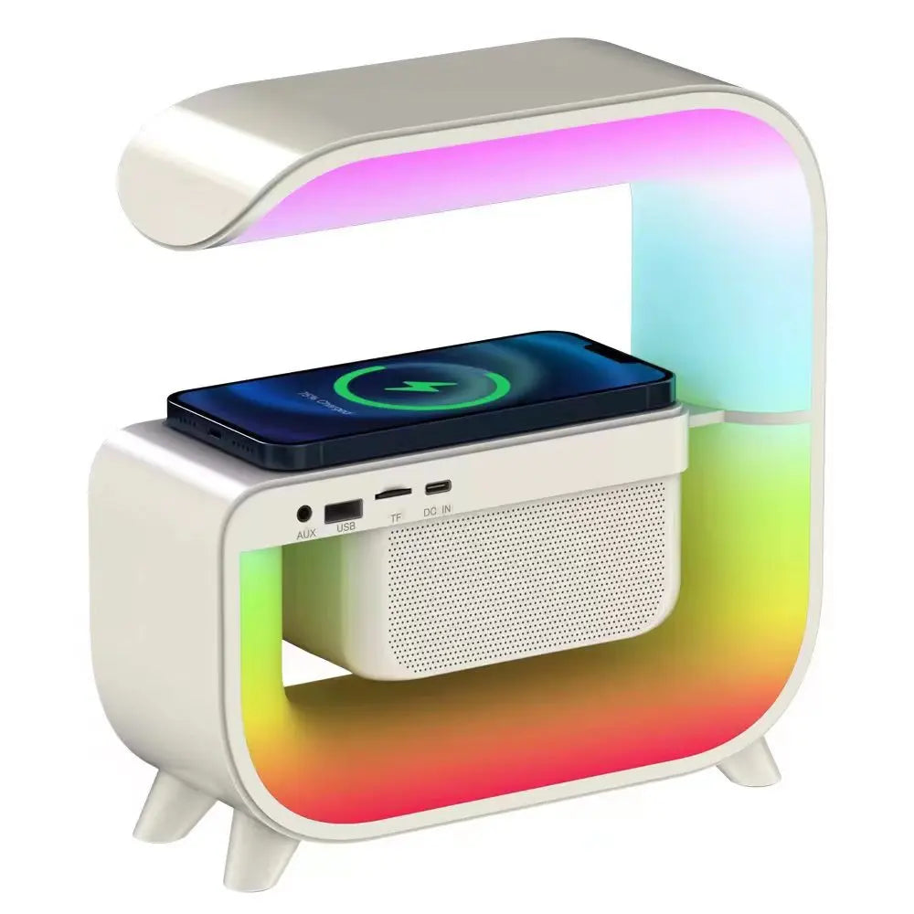 Hot Sale Smart Sound Machine New Intelligent Table Blue Tooth Speaker G Shaped Wireless Charger Led Lamp