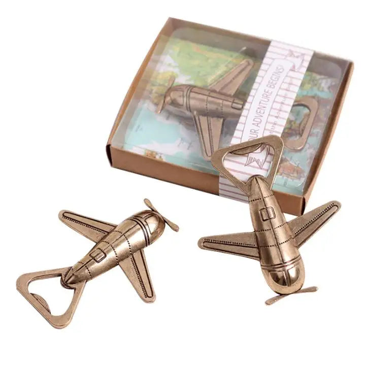 Wedding Souvenirs Metal Zinc Alloy Airplane Beer Bottle Opener Wedding Favors Bride Shower Party Gift Supplies