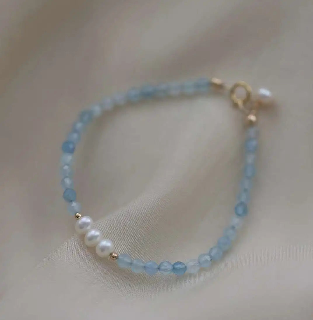 Hot Springsea Blue Treasure Bracelet 4-5MM Natural High Quality Freshwater Pearl Gold Plated Women Cute Party Gift Jewelry