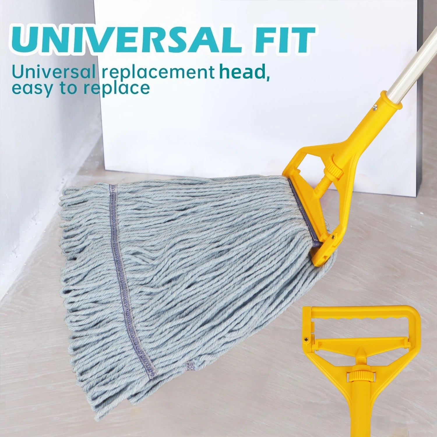 MSJ Anti-Fraying Looped End Mop Head Universal Fit for Clamp Style & Side Loading Mops Commercial Grade Cleaning Refill