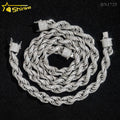 Fine Jewelry Hot Selling 10MM Diamond Cut 925 Silver Hip Hop Necklace Iced Out Moissanite Rope Chain