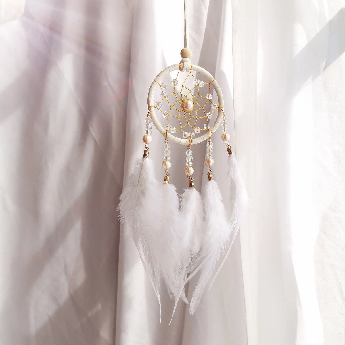 2024 Dream Catcher with Metal Rings Crafts Car Accessories Children Feather Wall Hanging Ornament for Car Wedding Home Decor