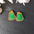 18k Gold Plated Buddha Necklace Pendant Green Color Natural Jade Religious Maitreya Jade Pendant Laughing Buddha Necklace Charm