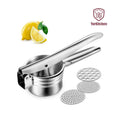 Stainless Steel Potato Ricer Masher with 3 Interchangeable Metal Discs for Fine Crushing