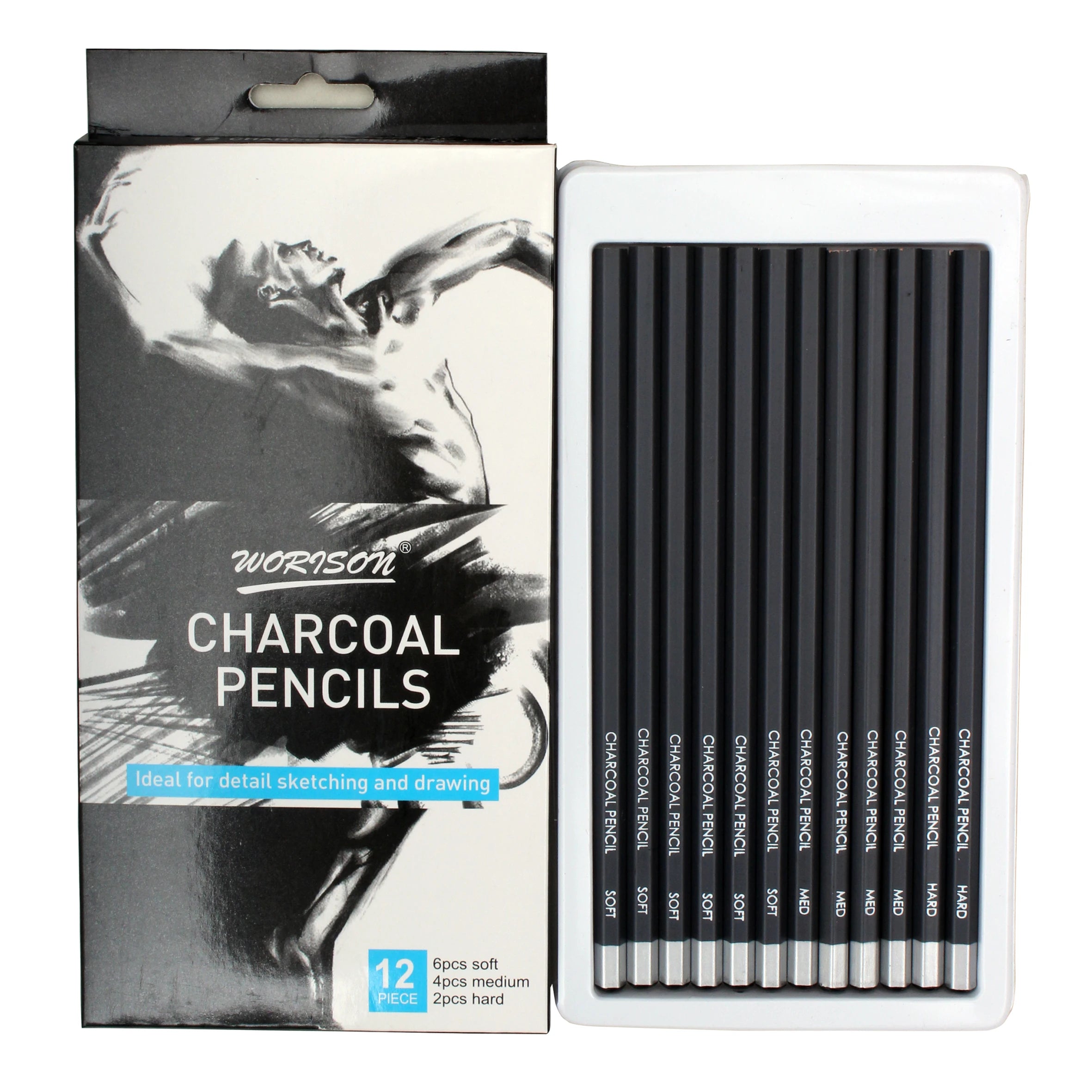 Ready to Ship 12Pcs Charcoal Pencil for Sketch Painting Artist Pencil Drawing Set Stationery School Art Supplies