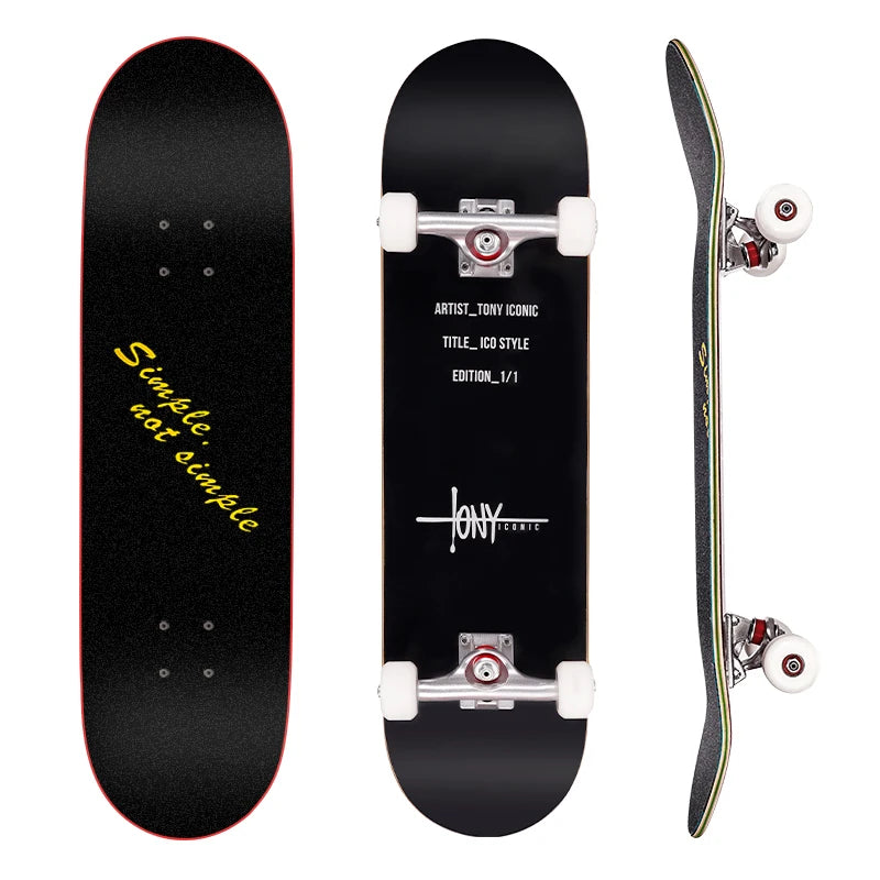 Best Selling Pro Canadian Maple Double Rocker Skateboard with Aluminum Alloy Trucks Waterproof Durable PU Wheels