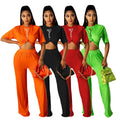 10%OFF S-3XL Summer Women Solid Two Pieces Sets Short Sleeve Round Neck T-shirts Tops Elastic Waist Loose Wide Leg Pants Sports