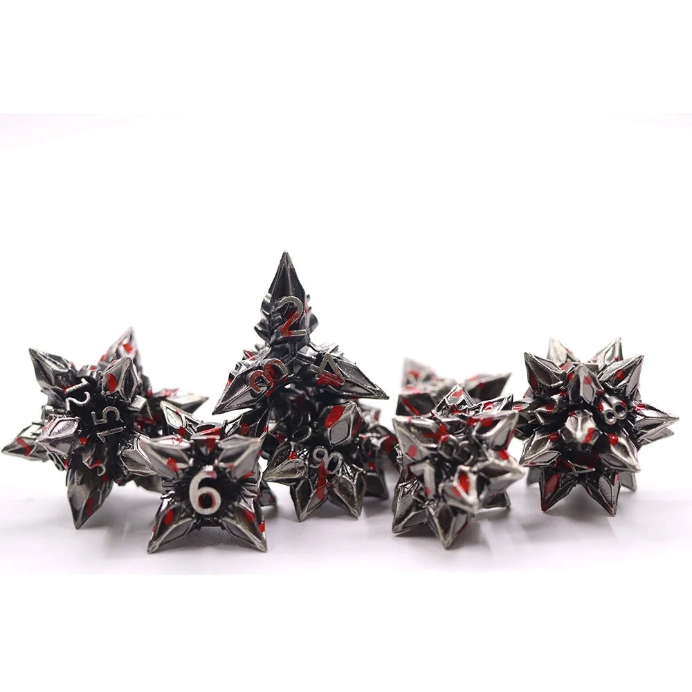 Newest Design Custom Metal Dnd Rpg Solid Dice Set 7pcs Ancient Blood Dice Set