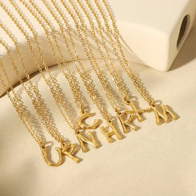 Trendy Non Tarnish 18k Gold Plated Letter Pendant Necklace 316L Stainless Steel Gold Necklace for Women Lady