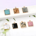 Faceted Square Crystal Stone Bead Natural Crystals Bezel Charm Bead for Diy Jewelry