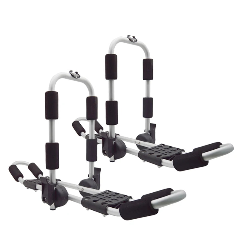 Yonk Double Kayak Roof Rack Car Top Carrier Aluminum Tube Silver Marine Grade Anodize Soft Foam Pads Folding Strap Keeper 75kg
