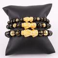 High Quality Feng Shui Bracelet Brass Pixiu Charm Buddhism Agate Beads Elastic Fengshui Bracelet Women Men