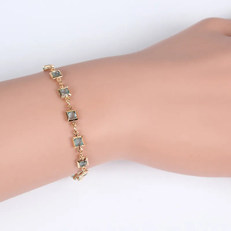 Minimalist Trendy Women's Fashion Chain Bracelet Geometric Gemstone Bracelet Handmade Accessory Crystal Gemstone Bracelet