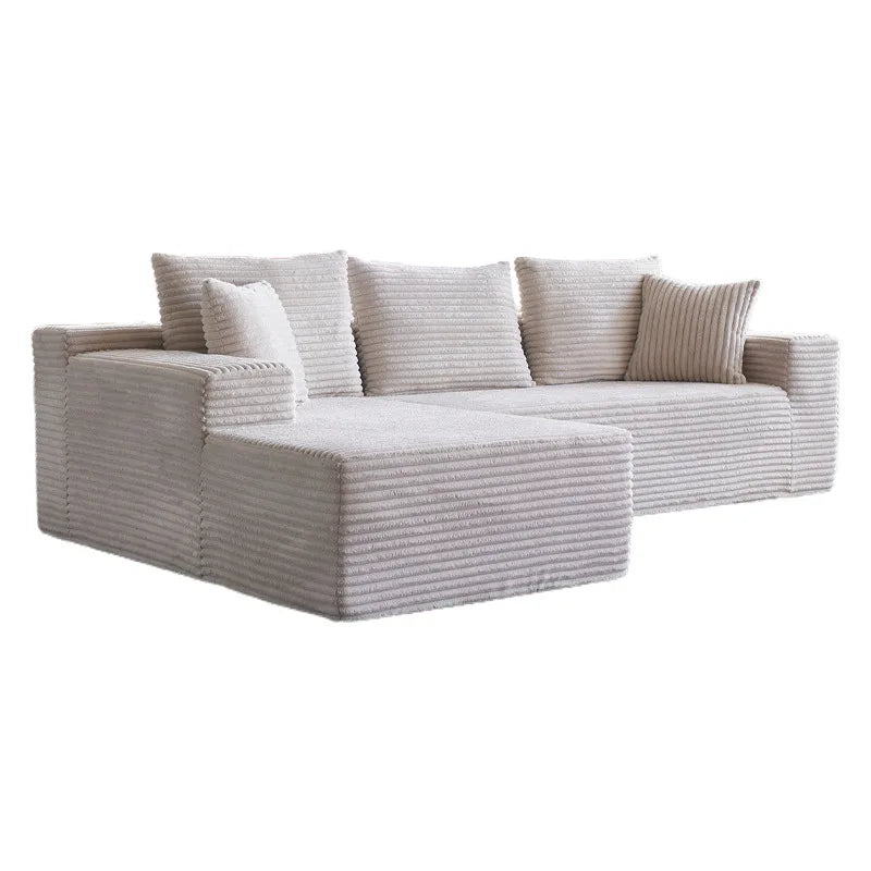 Hot-selling White Fabric Sponge L-shaped Sectional Sofa Anti-slip Three Hotels or Basement Compression Living Room Sofa
