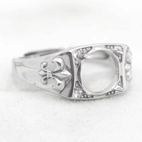 Sterling Silver 9*9mm Semi Mount Men's Ring Frame Empty Blank Claws Setting S925 Base Holder Without Center Stone for DIY Inlay