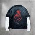 Custom Logo Mens Streetwear Heavyweight Thermal Waffle Double Sleeve DTG Print Crewneck Sweatshirts Tshirts