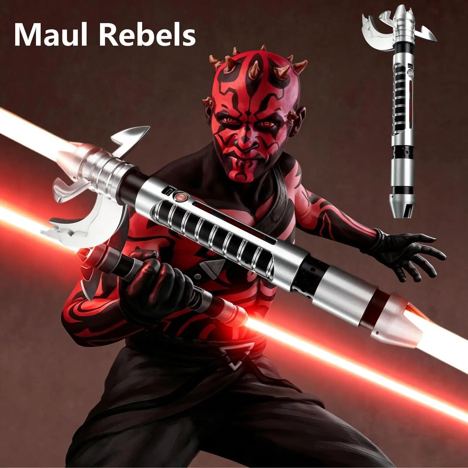 Darth Maul Rebels Tatooine Sword Neopixel Lightsaber Metal Hilt Force Smooth Swing Cosplay Replica Red Double Blade Light Saber