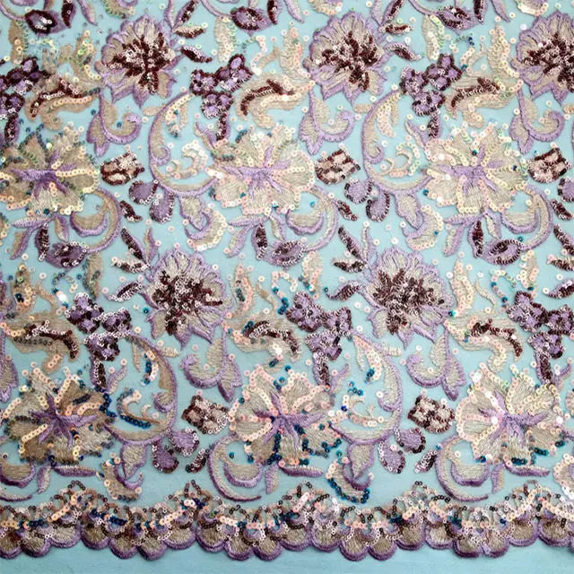 Wholesale Sequin Dress Fabric Knitted Non-Elastic Whole Lace Mesh for Bags Hollow Pattern Sequin Design