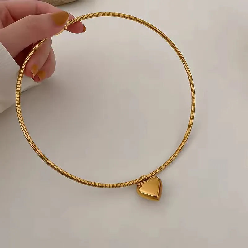 Zhongzhe Heart Link Chain Collar Pendant Necklace Women's Stainless Steel Gold Plated Trendy Engagement Necklace