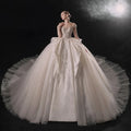 Jancember LSMX057 Elegant Sequins Beaded Short Sleeve Bridal Party Women's Wedding Dresses