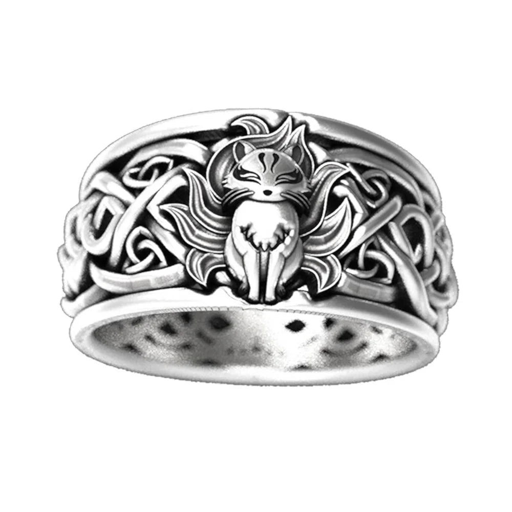 Fashion Brass Alloy Celtic Viking fox Charm Ring Men's Retro Finger Rings