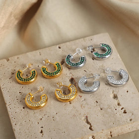 Beimai OEM Earrings Natural Diamond Stainless Steel 18k Earrings Hoop 18k Gold Women Earrings