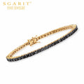 SGARIT Women's 18K Yellow Gold Lab Grown Round Brilliant Cut Diamond Tennis Bracelet 2.5mm IGI Certified